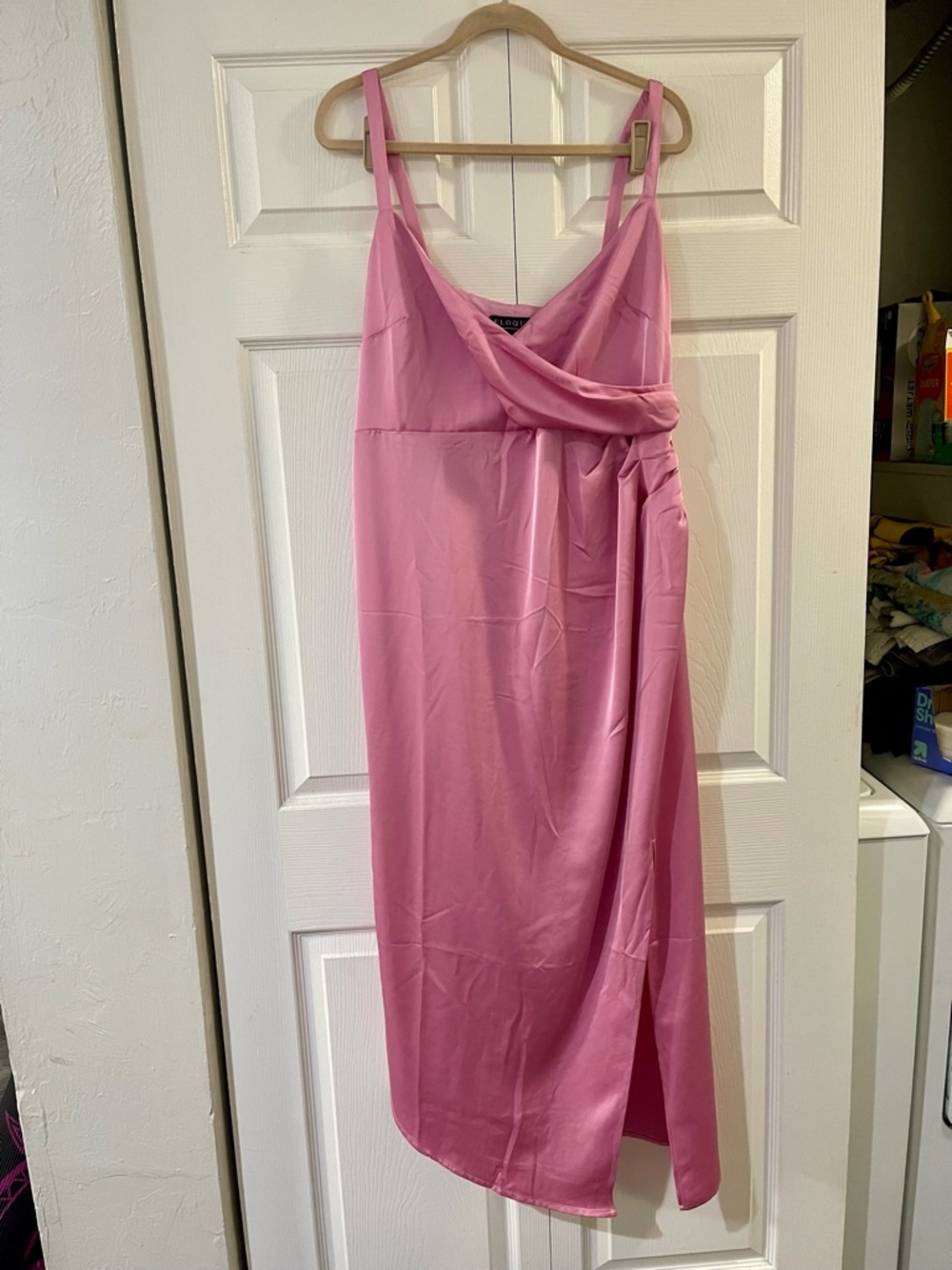 Pink Sleeveless Wrap Midi Dress